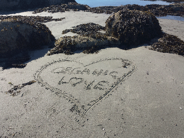 heart in sand